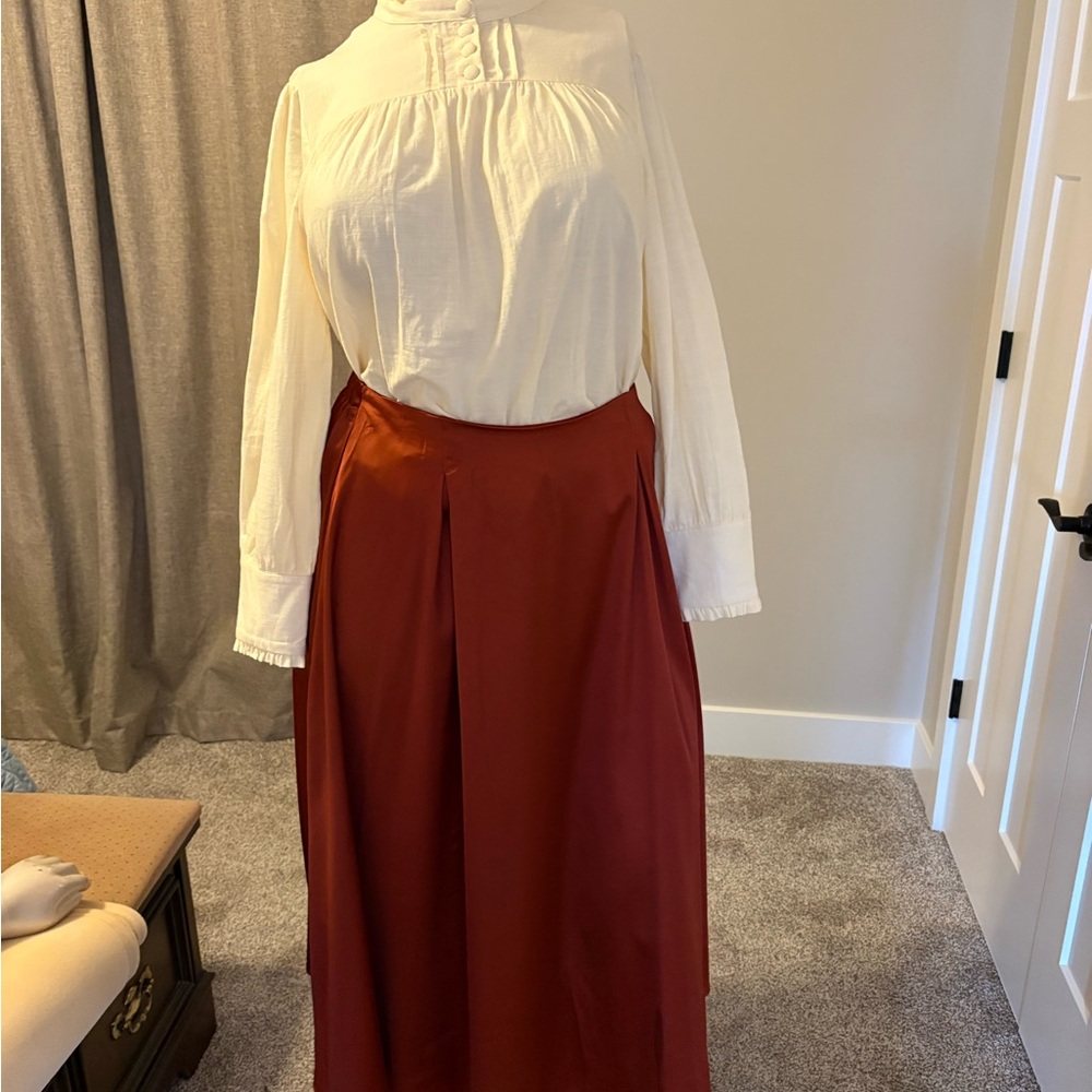 Rust Red Maxi Skirt - Classic Women's Long Pleated Skirt